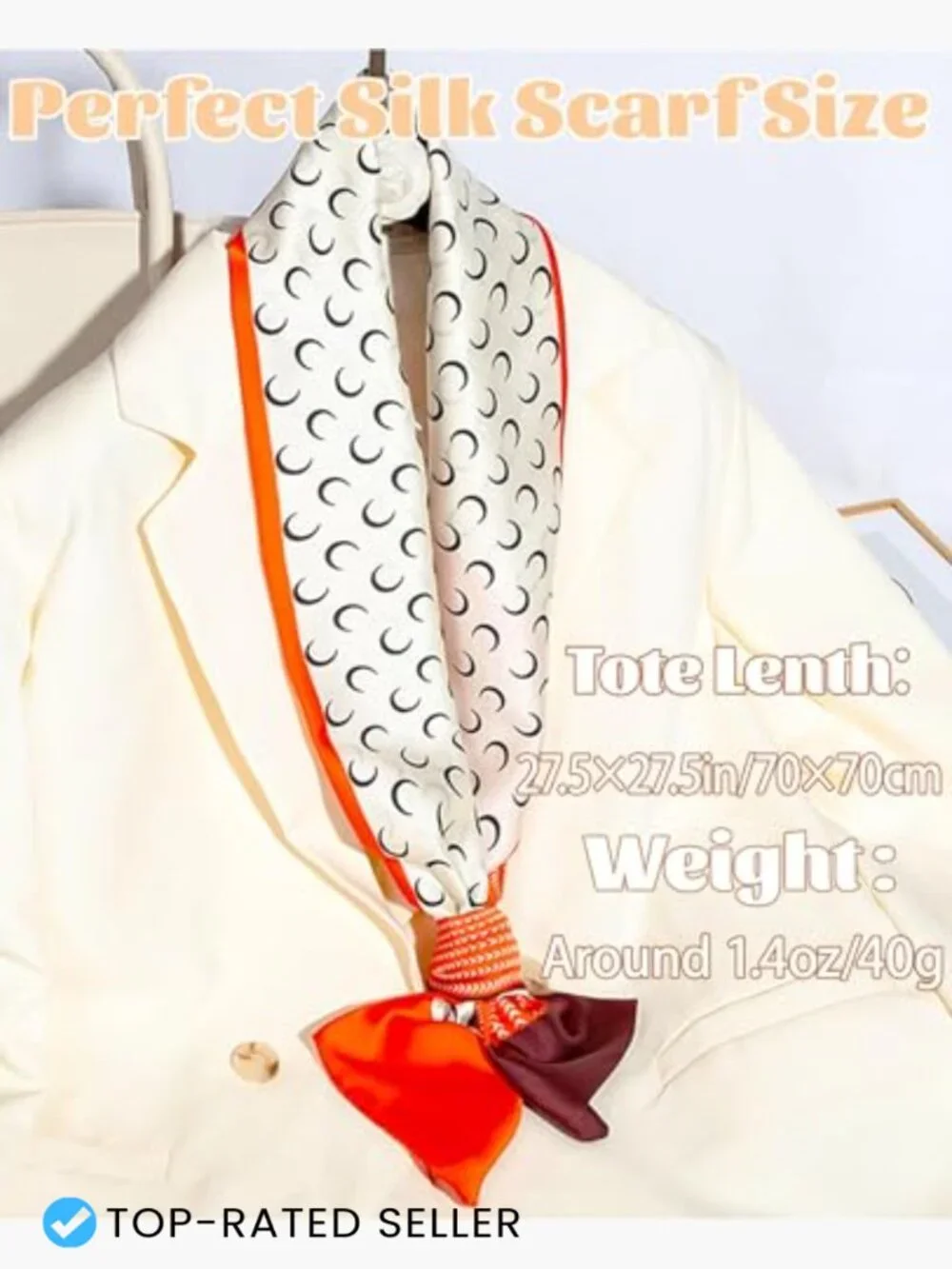 Satin Square Neck Scarf Long Silk Like Fashion Scarf for Bag Hair Neck Wear